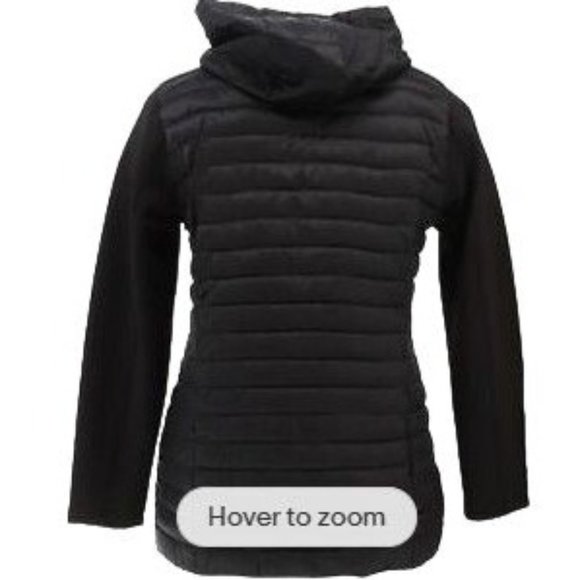 Laurier Hooded Puffer Jacket Soft Shell Slvs 711-446 Jet Black Small Petite - Picture 3 of 3